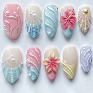 🔥3/$21 Colorful 3D Press On Nail Art Set